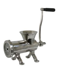 Meat Grinder, Stainless Steel, Bolt Down Style with Hand Crank, with Knife, Cutting Plates, Funnel