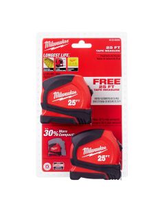Milwaukee 25FT Compact Tape Measure BOGO-Pack