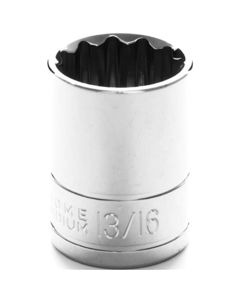 Chrome Socket, 1/2" Drive, 13/16", 12 Point, Shallow