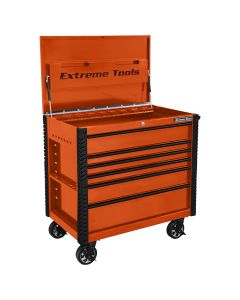 41 in. 6-Drawer Tool Cart w/Bumpers, Orange w/Black-Drawer Pulls