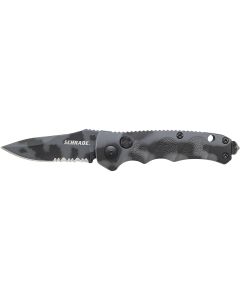 Schrade Mini Push Button Lock Folding Knife Partially Serrated Drop Point Blade