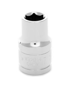 Chrome Socket, 1/2" Drive, 7/16", 6 Point, Shallow