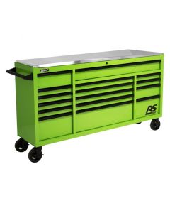 72" RS Roller Cabinet Green Stainless Steel Top