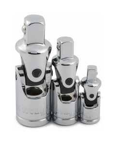 Chrome Universal Joint Set, 3 Piece, 1/4", 3/8", 1/2" Drive