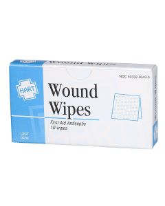 HART Wound Wipes, Antibacterial Cleansing Pads (10 per Unit)
