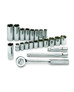 22 pc. 3/8" Drive 6Pt Std & Deep Metric Chrome Socket Set