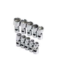 10 Piece 1/4" Drive 12 Point Metric Flex Socket Set