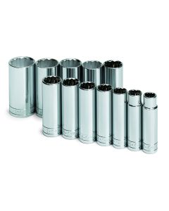 12 pc. 1/2" Drive 12-Point Deep Fract SAE Chrome Socket Set