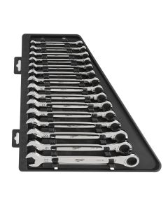 15-PC RATCHETING COMBI WRENCH SET - METRIC MAX BITE OPEN-END GRIP