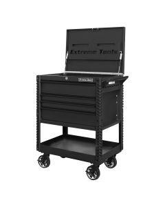 33 4-Drawer Deluxe Tool Cart w/Bumpers, Matte Black w/Black Quick Release-Drawer Pulls