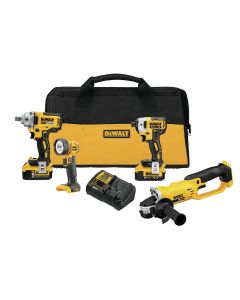 DeWalt 20V MAX 5 Ah Impact Wrench / Impact Driver / Grinder / Work Light 4-Piece Combo Kit