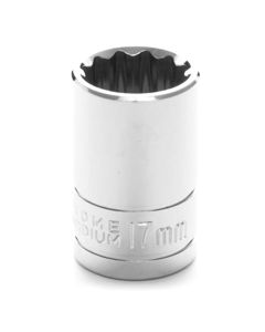 Chrome Socket, 1/2" Drive, 17mm, 12 Point, Shallow