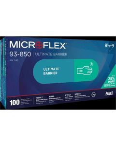 Microflex 93-850 Nitrile Gloves - Disposable, Chemical Splash Resist, Size Medium (Pack of 100)