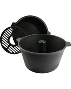 Cast Iron Roaster, 9.5 Qt Capacity, with Deep Dish Lid, Cast Iron Trivet and Heat Diffuser Plate