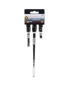 Chrome Extension Set, 3 Piece, 3/8" Drive, with 1-3/4", 3" and 8" Extensions
