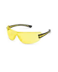 Luminary Safety Glasses, Wraparound Amber Anti-Scratch Lens, Black Temple, Lightweight