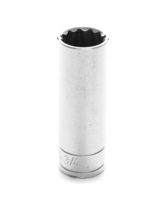 Chrome Socket, 1/2" Drive, 3/4", 12 Point, Deep