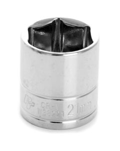 Chrome Socket, 3/8" Drive, 21mm, 6 Point, Shallow