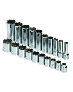 20 pc. 3/8" Drive 6Pt Std, Deep & Extra Deep SAE Socket Set