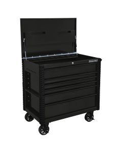 41 in. 6-Drawer Stainless Steel Slider Top Tool Cart with Bumpers, Matte Black with Black-Drawer Pul