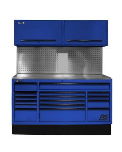 72 in. CTS Centralized Tool Storage with Tool Board Back Splash Set, Blue