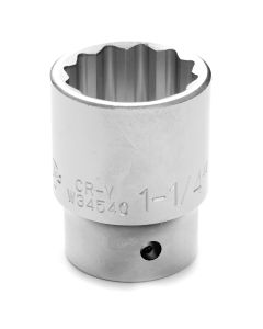 Chrome Socket, 3/4 Drive, 1-1/4", 12 Point, Shallow