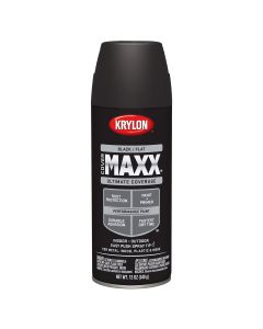 Krylon Covermaxx Paint+Primer; Flat Black; 12 oz. Aerosol