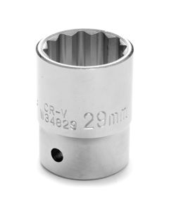 Chrome Socket, 3/4 Drive, 29mm, 12 Point, Shallow