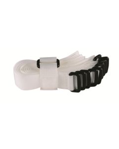 8" Wht Velcro Strip-Tie Fasteners w/ Buckle 8 Pcs