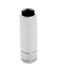 Chrome Socket, 1/4" Drive, 11mm, 6 Point, Deep
