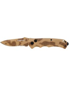 Schrade Push Button Lock Folding Knife Partially Serrated Drop Point Blade