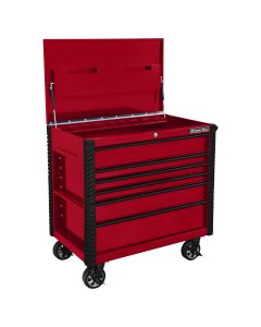 41 in. 6-Drawer Tool Cart w/Bumpers, Red w/Black-Drawer Pulls