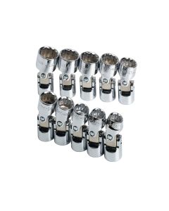 10 Piece 3/8" Drive 12 Point Metric Flex Socket Set