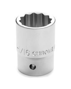 Chrome Socket, 3/4 Drive, 1-1/16", 12 Point, Shallow