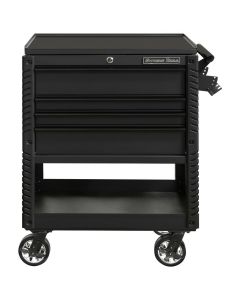 33 4 Drawer Deluxe Tool Cart w/Bumpers, Black w/Black Quick Release Drwr Pulls