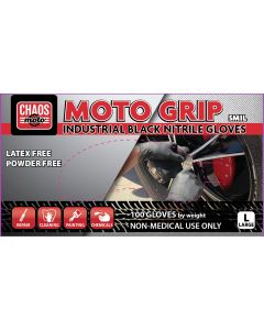 MOTO GRIP Nitrile 5mil Gloves, Large, Black (100 Pk.)