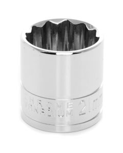 Chrome Socket, 3/8" Drive, 21mm, 12 Point, Shallow