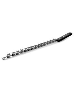 Metal Socket Rail, 1/2" Drive, Fourteen Pegs, 18" Long, with Soft Grip Handle
