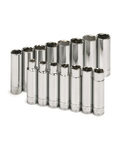 15 pc. 1/2" Drive 6-Point Deep Metric Chrome Socket Set