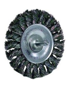 Wire Wheel, 4" Diameter, .014 Knotted Wire, 1/4" Round Stem, 20,000 RPM Max