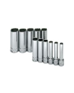 11 Piece 1/4" Drive 12 Point Metric Deep Socket Set