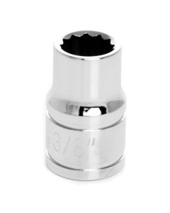 Chrome Socket, 3/8" Drive, 3/8", 12 Point, Shallow