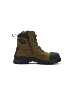 BLU983-100 image(0) - Blundstone 983 Steel Toe Lace Up Side Zip, Water Resistant, Bump Cap, Puncture Resistant Insole, Crazy Horse Brown