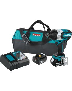 Makita 18V LXT Li-Ion 5.0 Ah Brushless Cordless High Torque 3/4 in. Square Drive Impact Wrench Kit w/ Friction Ring Anvil