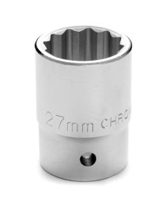 Chrome Socket, 3/4 Drive, 27mm, 12 Point, Shallow