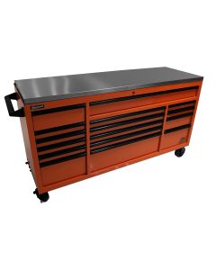 Homak Mfg. 72 in. RS Roller Cabinet, Orange -Stainless Steel Top