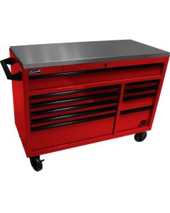 54" RSPro Rolling Workstation w/Stainless Steel Top Worksurface-Red
