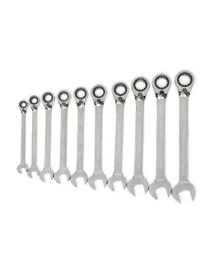 10PC Metric Reversing Ratcheting Comb Wrench Set