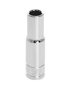 Chrome Socket, 3/8" Drive, 3/8", 12 Point, Deep