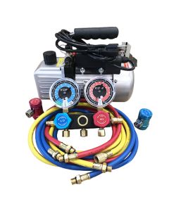 R1234yf Vacuum Pump & Manifold Set w/ Vacuum Pump FJC6930 1/3 HP; 5.0 CFM
